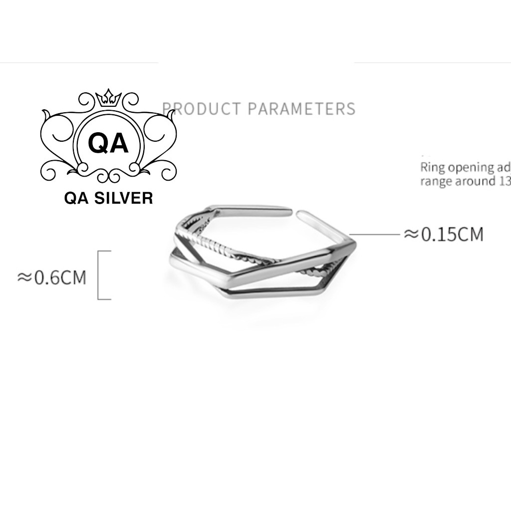 Nhẫn bạc thái tầng layer nam nữ hình học S925 RETRO Silver Ring QA SILVER RI200601