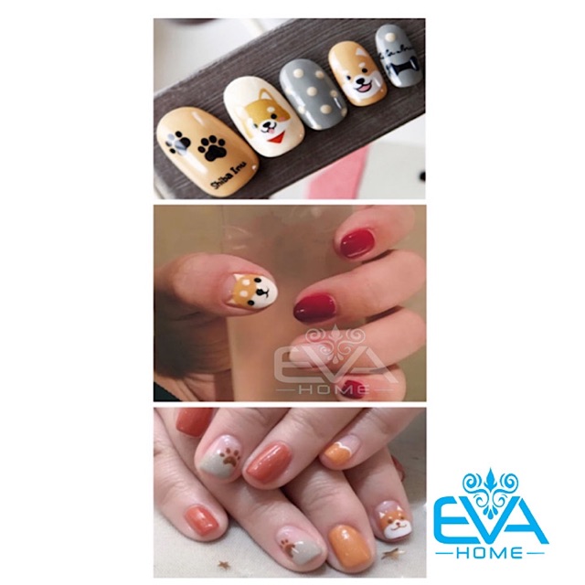 Miếng Dán Móng Tay 3D Nail Sticker Tráng Trí Hoạ Tiết Hoạt Hình Chó Shiba Inu WG303