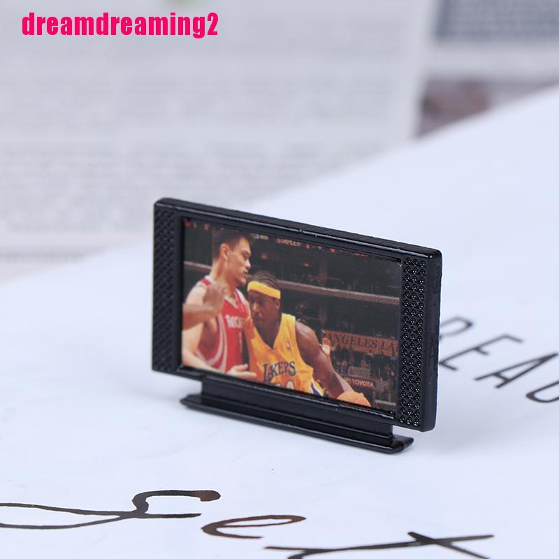 [Dream]1/12 Dollhouse Miniature Alloy Television Flat-Panel LCD TV Pretend Play Toys