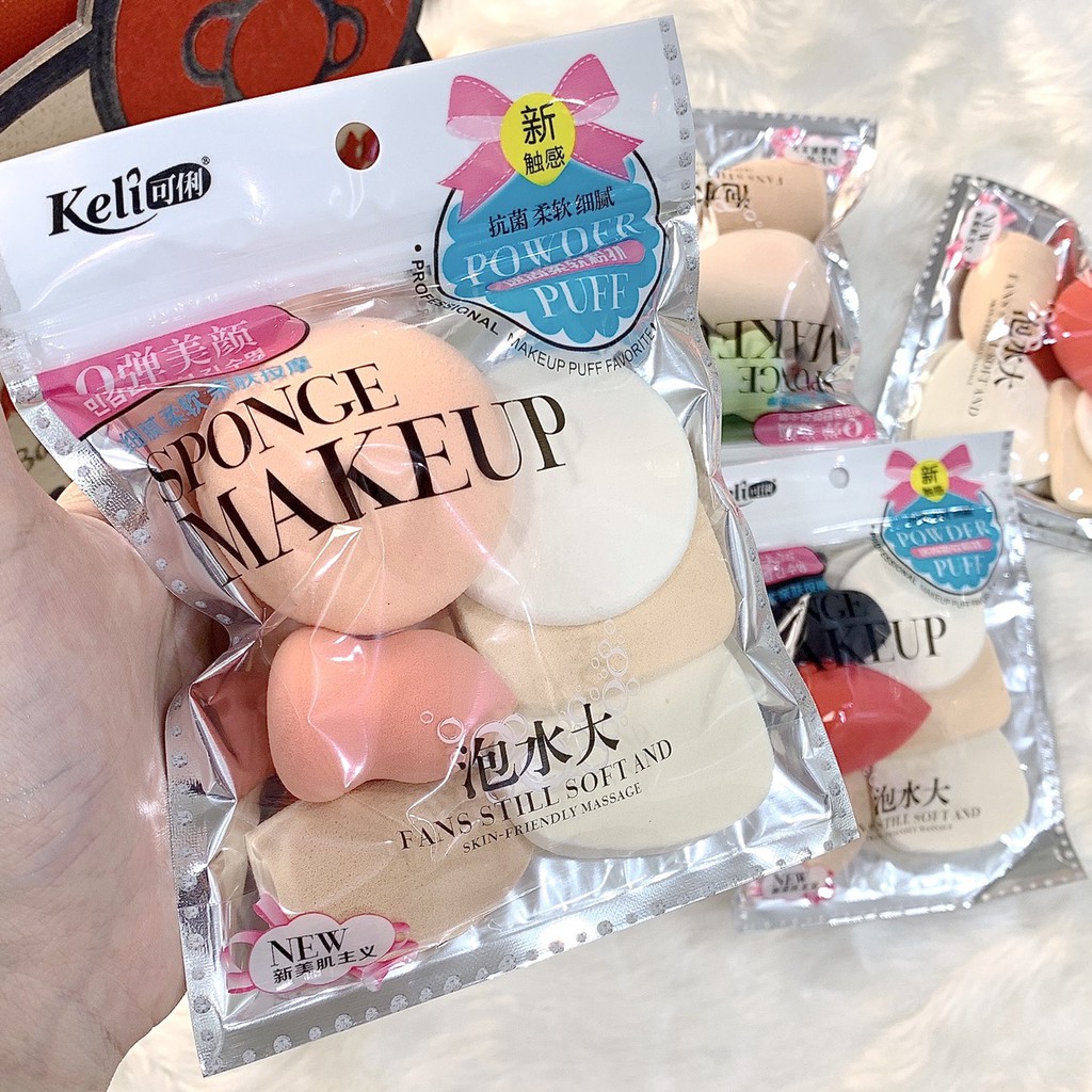 Bông phấn keli túi 6 miếng trang điểm KB | BigBuy360 - bigbuy360.vn