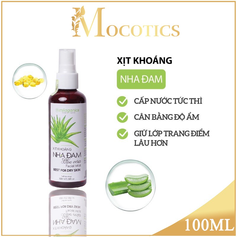 Xịt Khoáng Nha Đam Milaganics 100ml