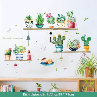 Đề can dán tường cùng tranh hình dán tường 3D cho bé dễ thương, giấy dán tường phòng ngủ đẹp mắt (Kệ Hoa Đá)