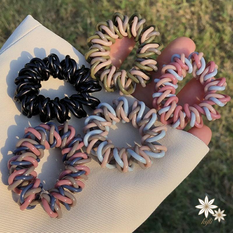 【kifli】Dây Buộc Tóc Cao Su Nhám Ba Màu Kiểu Mori Đơn Giản Không Đường May