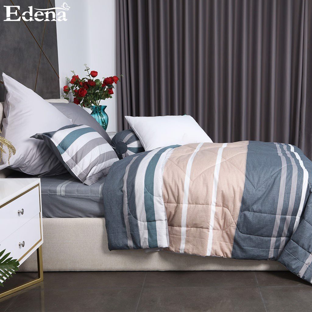 [ FREE SHIP ] bộ chăn ga 100% cotton Edena , thoáng mát và trọn bộ 5 món