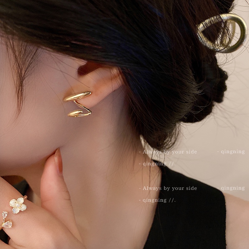 Khuyên tai DREJEW 2 hình chữ Z mạ vàng/ bạc phong cách Hàn Quốc độc đáo thời trang cho nữ