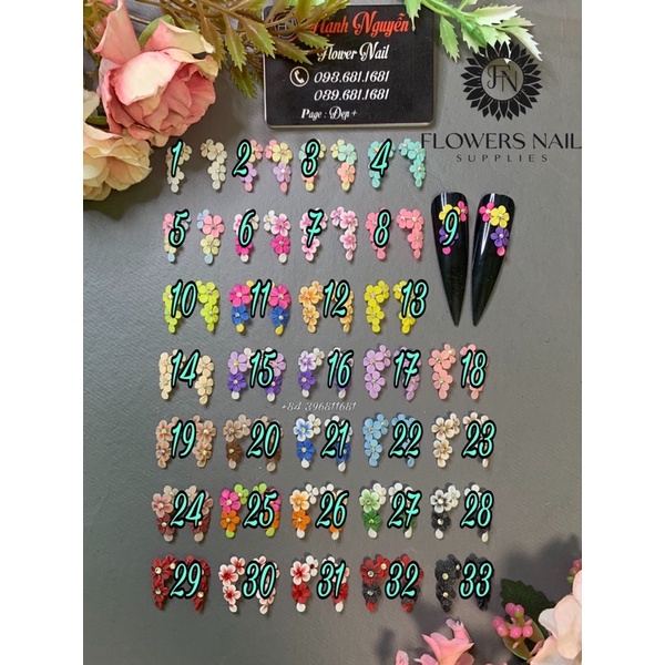 Hoa bột nổi 3D trang trí móng nail :  16.000₫/bông - Bán 2 bông=32.000