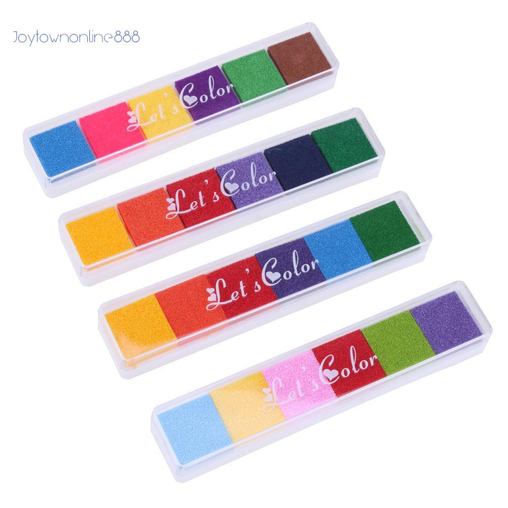 Joeღ HOT! Hidup bahagia DIY Scrapbooking Colorful Ink Pad Stamp Decor 6 Colors Fingerprint Inkpad