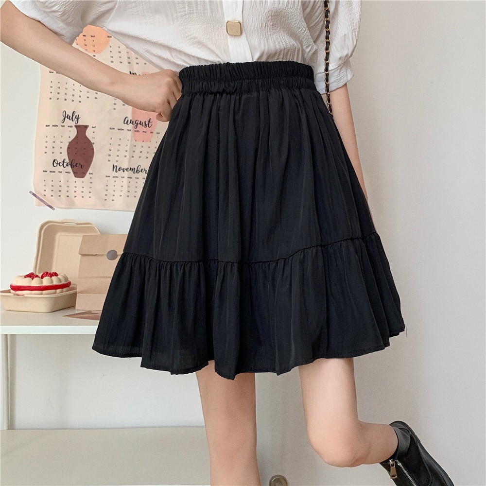 Chân Váy Chữ A Lưng Cao Xếp Ly Màu Trơn Thời Trang Cho Nữ | BigBuy360 - bigbuy360.vn