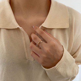 Fashion wave shape pure copper ring