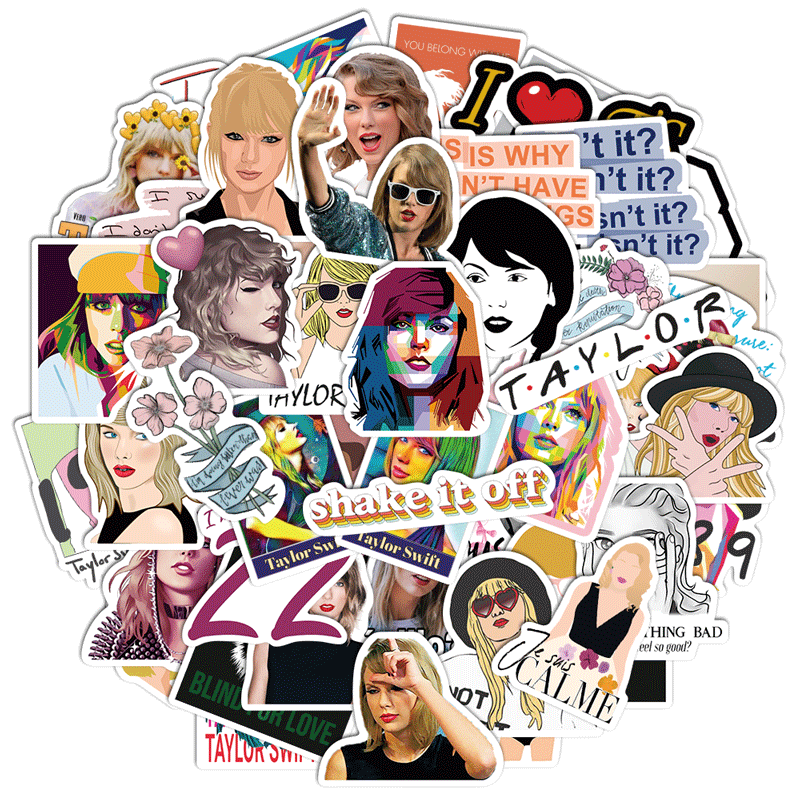 Bộ 50 miếng dán trang trí thủ công hình Taylor Swift thời trang
