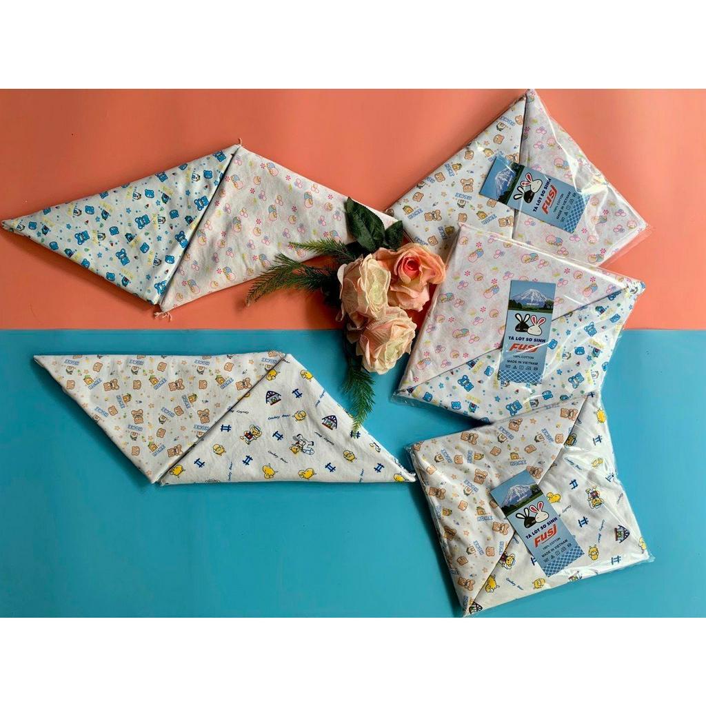 Túi 10 tã chéo nền trắng Fusi 100% cotton loại 1 cho bé