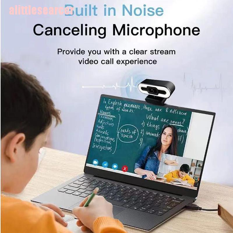 1 Webcam 2k Hd W / Mic Usb 2.0 Có Đèn Cho Pc / Laptop