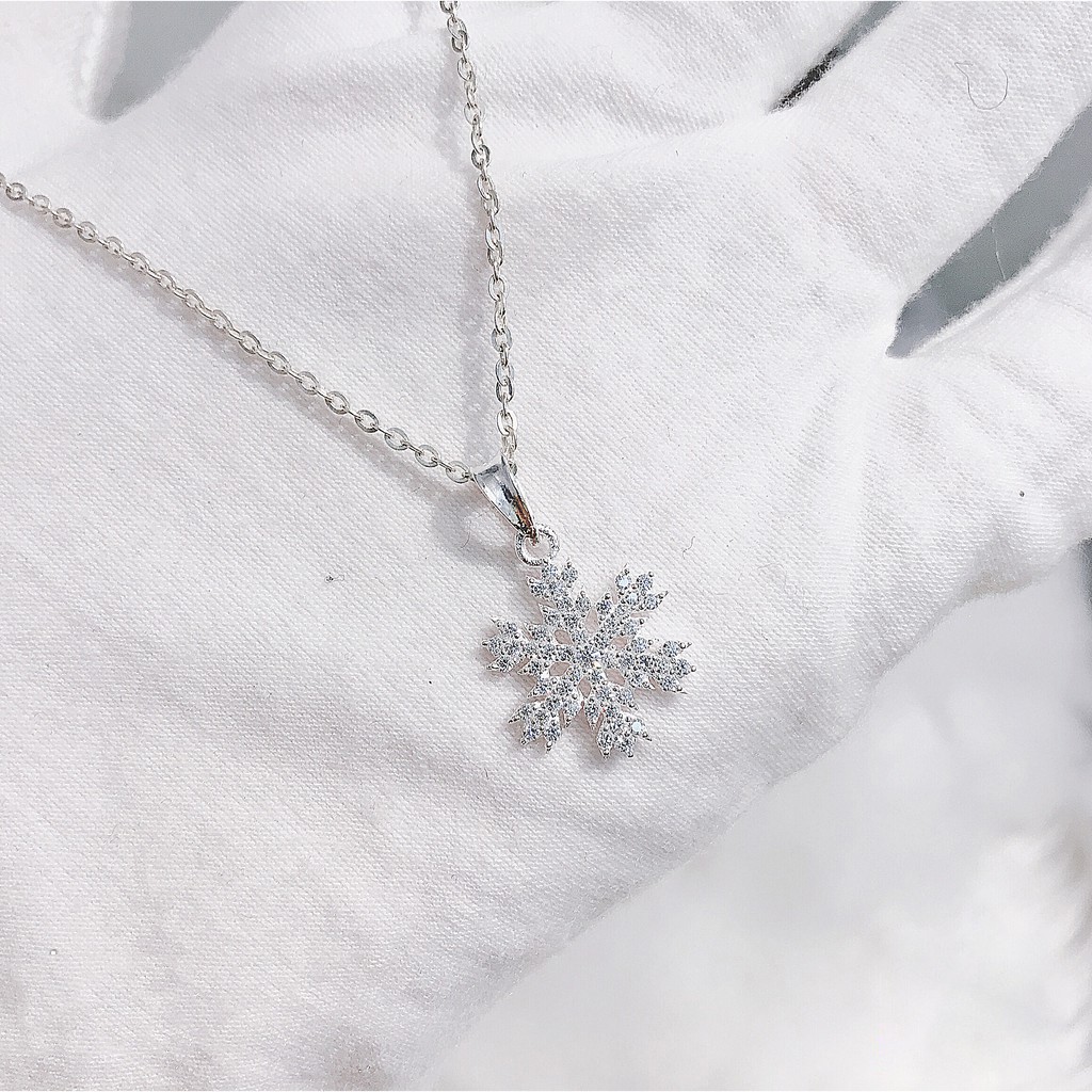 Vòng Cổ Bạc, Dây Chuyền Bạc Hoa Tuyết Lấp Lánh Nạm Đá Tấm Sang Trọng TNC JEWELLERY