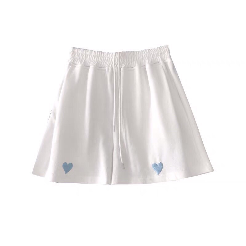 [SIÊU HÓT]Quần Đùi Ống Rộng Thêu Hình Trái Tim Xinh Xắn Cho Nữ | BigBuy360 - bigbuy360.vn