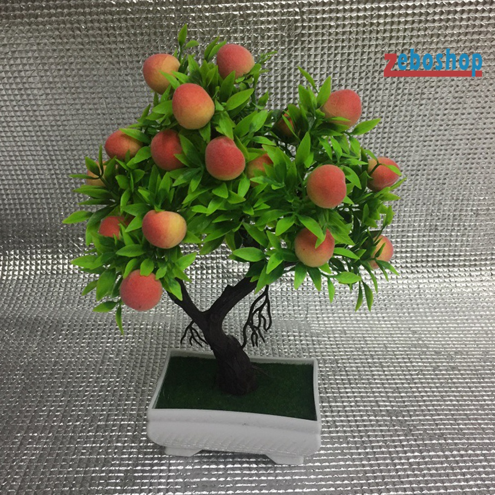 Chậu Cây Đào Giả Bằng Nhựa Tự Nhiên Dùng Trang Trí Nhà Cửa