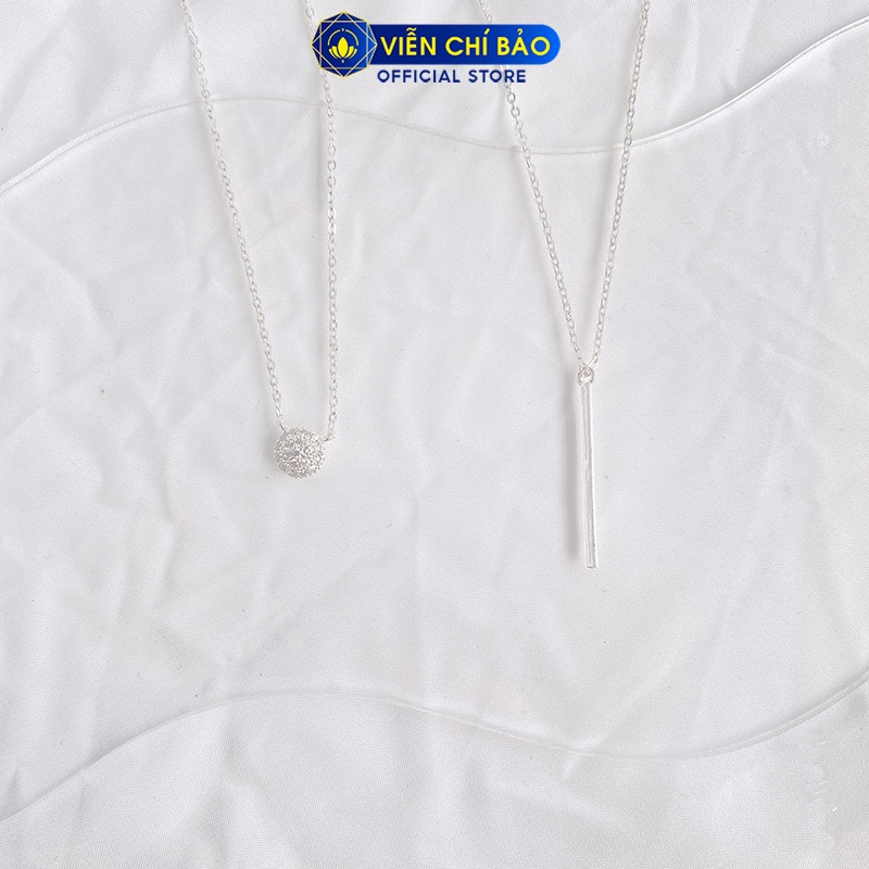 Dây chuyền bạc nữ 2 tầng mặt tròn chất liệu bạc 925 thời trang phụ kiện trang sức nữ Viễn Chí Bảo D400348x