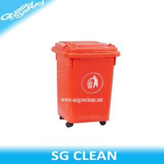 Thùng rác nhựa HDPE 60 lít (Thùng rác công nghiệp 60 lít ngoài trời )  có bánh xe