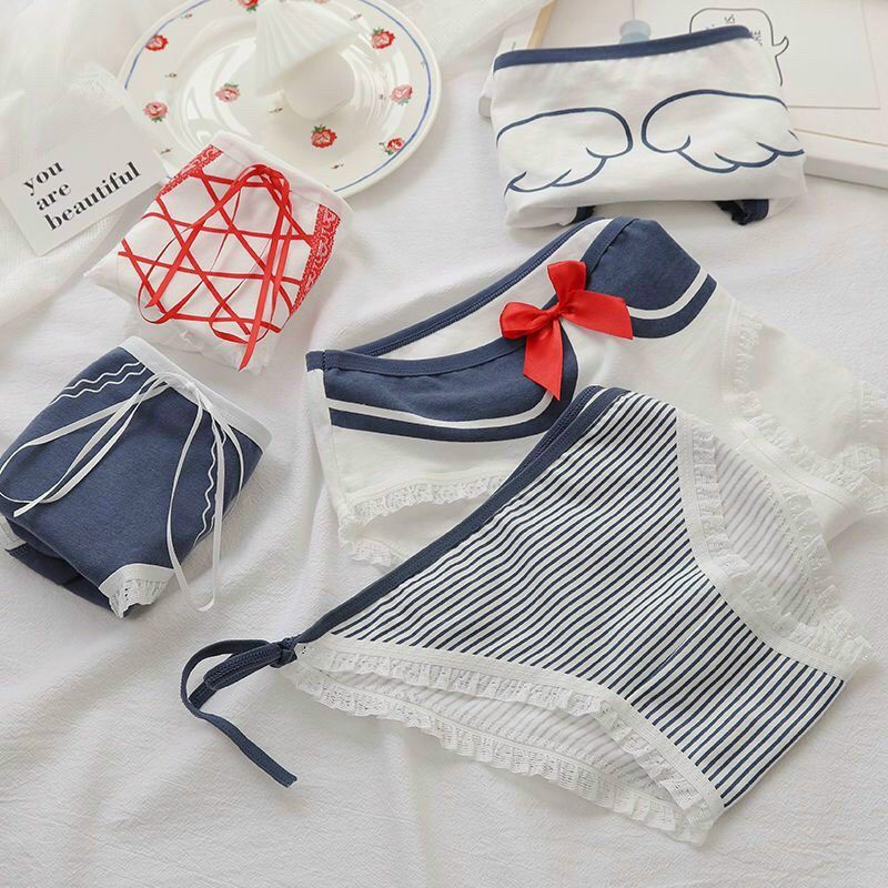 Quần Lót Nữ Cotton Cạp Thấp Hoạ Tiết Đính Nơ Mã 8012