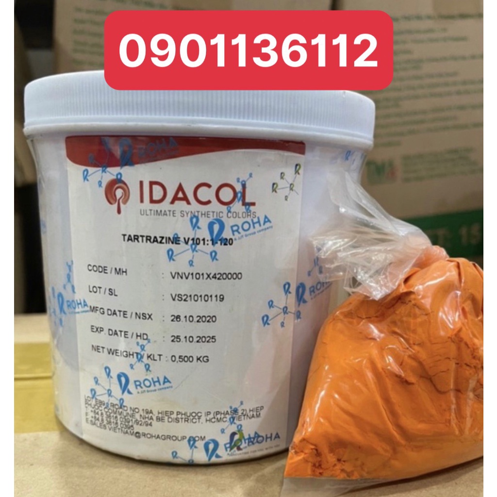 Bột màu thực phẩm vàng chanh (TARTRAZINE)- Bột màu thực phẩm Ấn độ idacol color