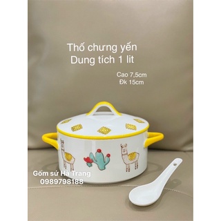 Thố chưng yến dung tích 1 lít gốm sứ cao cấp hoạ tiết lạc đà