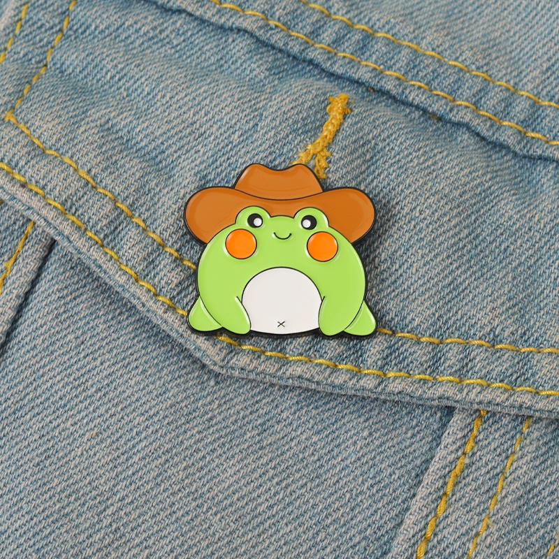 Ghim cài áo QIHE JEWELRY thiết kế chú ếch hoạt hình đáng yêu dễ thương
