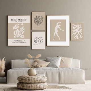 Tranh Canvas Decor - Bộ 05 tranh MATISSE trừu tượng treo tường - Tặng đinh 3 chân treo tranh