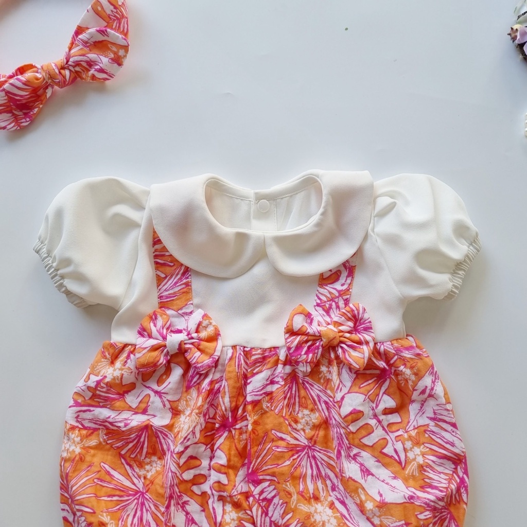 Bodysuit bé gái hoạ tiết lá [TẶNG KÈM băng đô]Su Shop-body lá đỏ