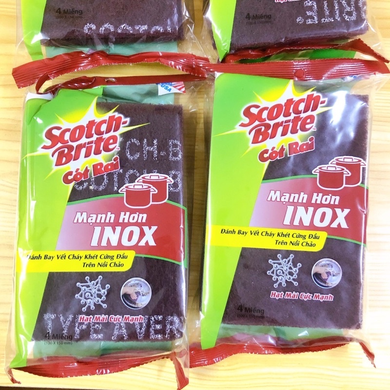 4 Miếng chùi rửa cọ xoong nồi Scotch Brite, 3 miếng Select