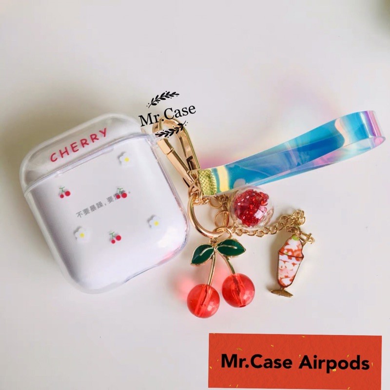 Case Đựng Tại Nghe Airpods 1/2 Pro Hình Cherry Trong Kèm Móc Khoá Xinh - Mr.Case