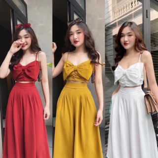 💕set áo nơ quần suông lở cực xinh 💕