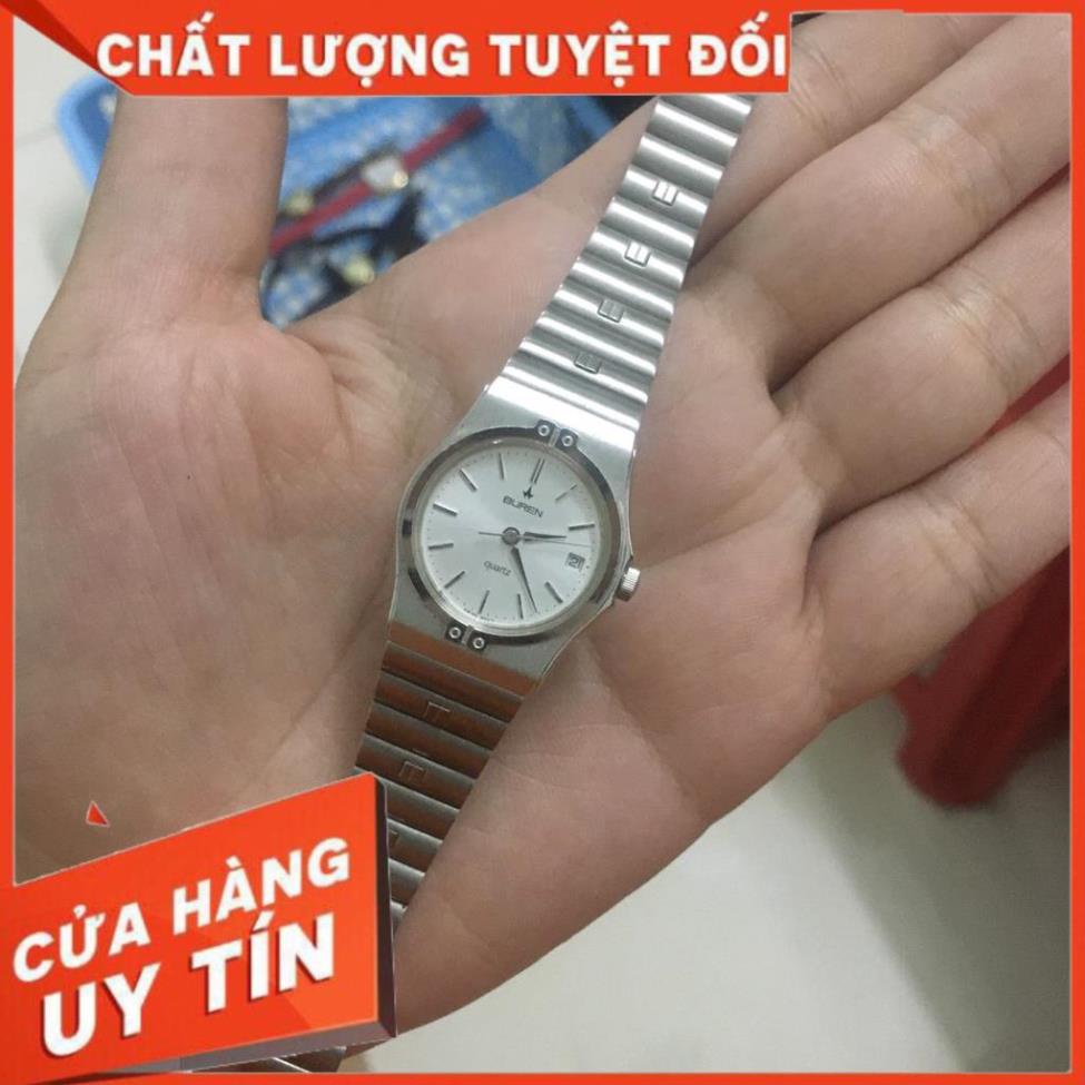 FREE SHIP Đồng hồ nữ thời trang thương hiệu BUREN hàng si Nhật chính hãng viền bạc , bảo hành 6 tháng