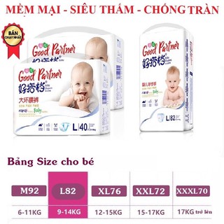 [RẺ VÔ ĐỊCH]TÃ/BỈM GOOD PARTNER ĐỦ SIZE M92/L82/Xl76/XXl72/XXXL70