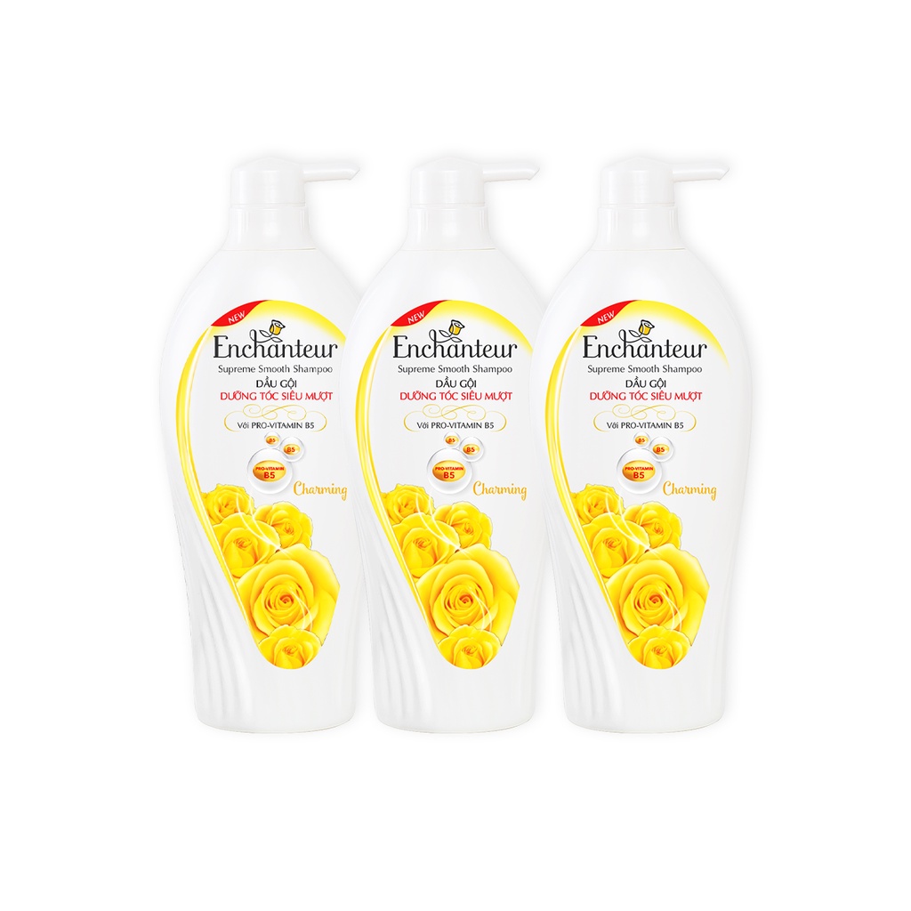 Combo 03 dầu gội dưỡng tóc siêu mượt Enchanteur Charming 650g