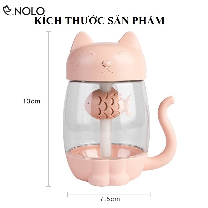 Máy Tạo Ẩm Hơi Nước Có Đèn Ngủ Chú Mèo Maneki Neko 3in1 Có Tặng Đèn, Quạt USB