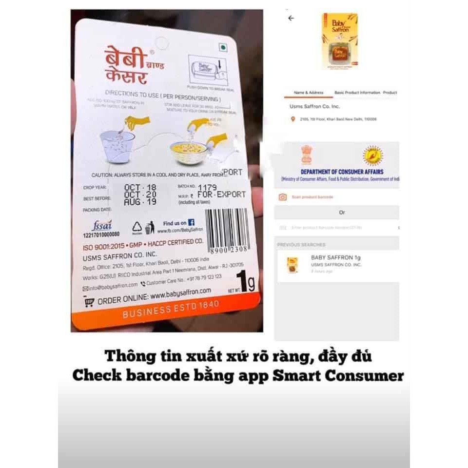Date 2022 Baby Saffron chính hãng - nhụy hoa nghệ tây Ấn Độ chính hãng | BigBuy360 - bigbuy360.vn