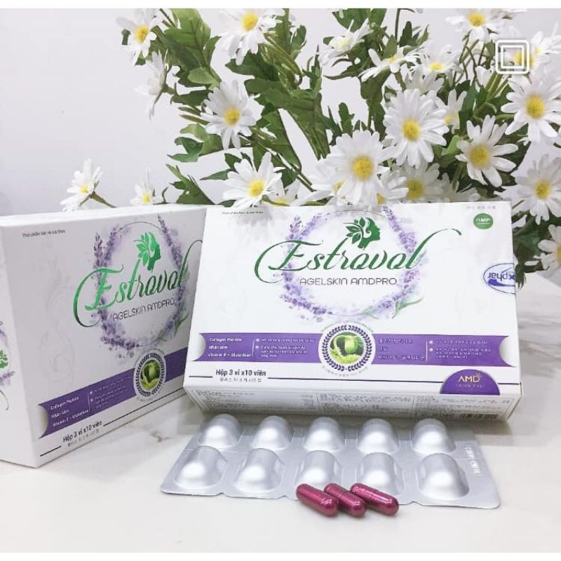 Estrovol Agelskin Amdpro hộp 30 viên tăng cường nội tiết tố nữ