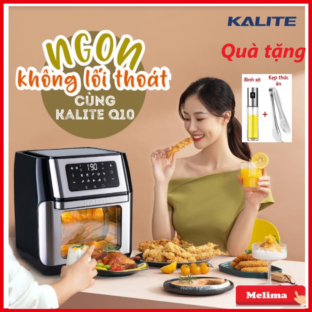 Nồi Chiên Không Dầu Kalite Q10, Dung tích 10L, Phiên bản mới không ồn, Thay thế 09 loại thiết bị bếp, An toàn, Melima