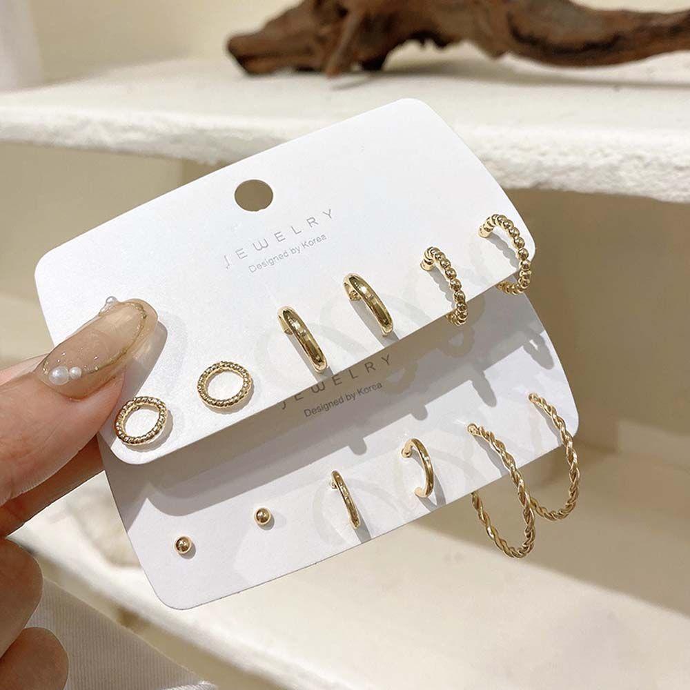 JARRED Set 3 Đôi Khuyên Tai Tròn Thời Trang Hàn Quốc