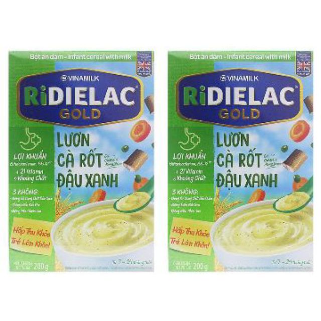 Bột ăn dặm ridielac vinamilk (hộp giấy 200g) (Đủ vị)(Mua 6 hộp tặng 2 móc dán tường)date 2023