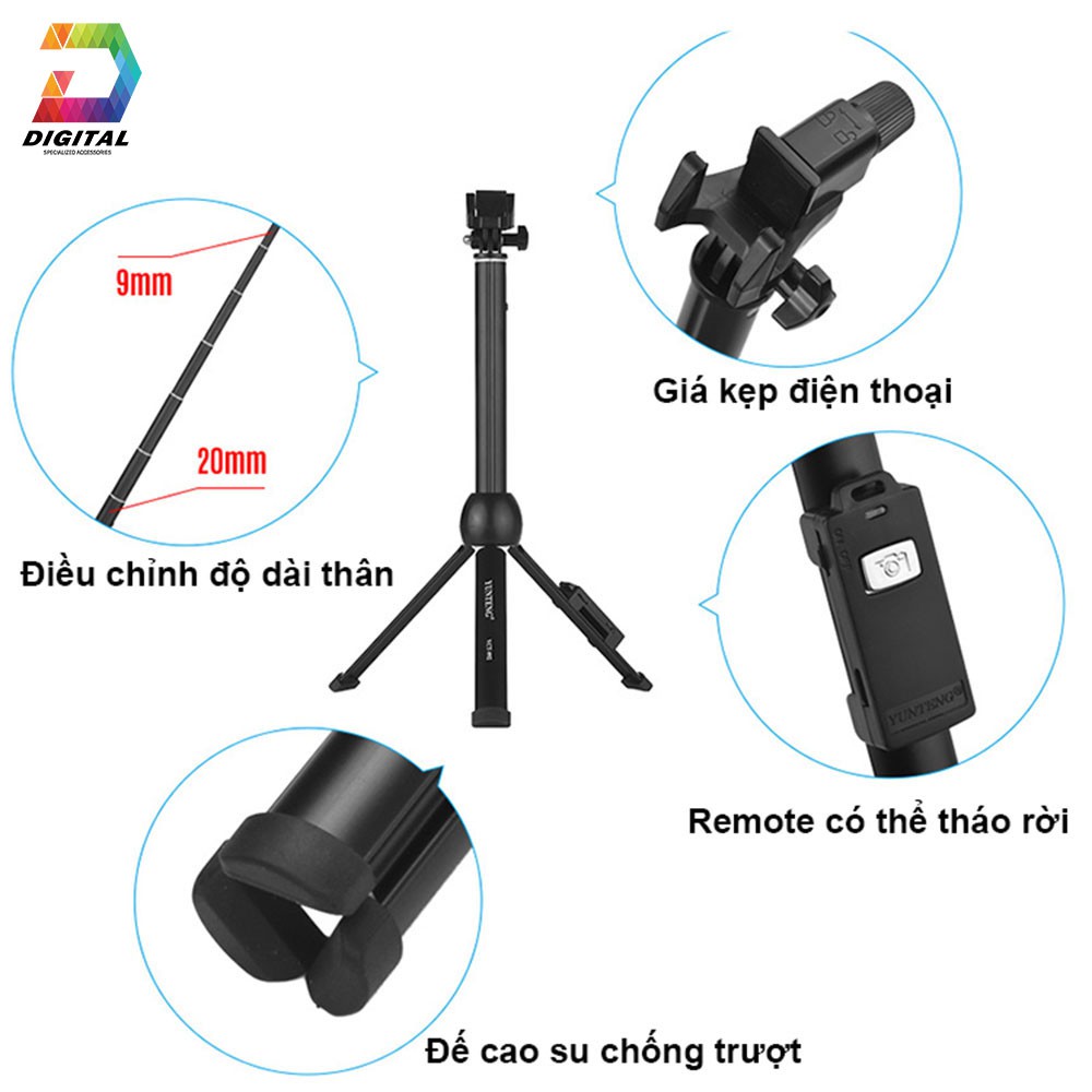 Gậy Chụp Hình Tripod 3 Chân Yunteng VCT-992 Chính Hãng