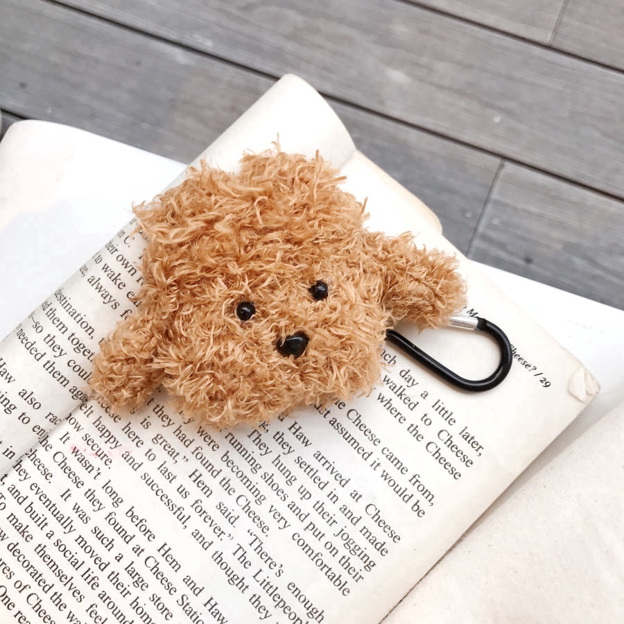 Vỏ bảo vệ hộp sạc tai nghe AirPods hình gấu Teddy 3D bằng silicone mềm chống sốc
