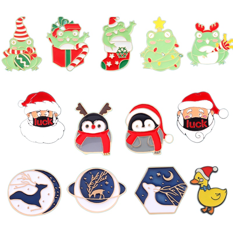 Huy hiệu cài áo QIHE JEWELRY hình ông già noel hoạt hình ngộ nghĩnh