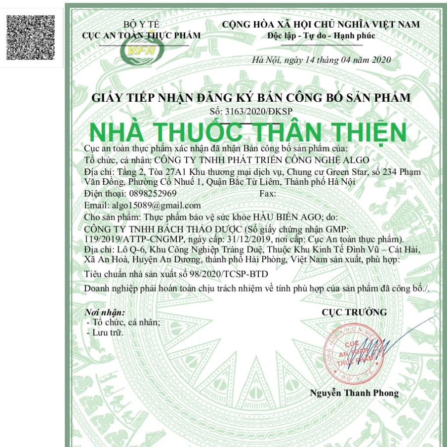 Hàu biển Ago - Hỗ trợ bổ thận, tăng tiết testosteron, tăng cường sinh lý nam (30 viên)