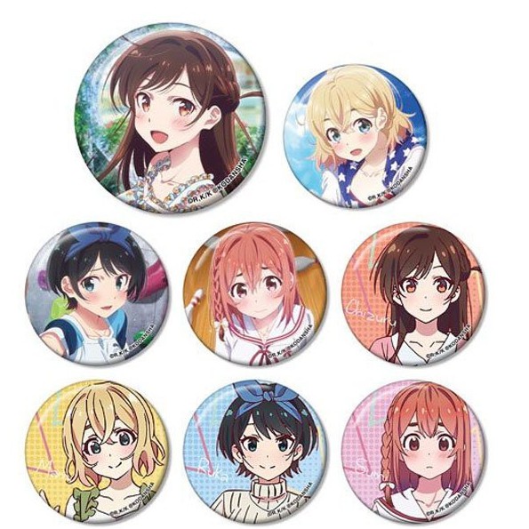 Huy hiệu cài áo in hình Kanojo Okarishimasu DỊCH VỤ THUÊ BẠN GÁI anime chibi