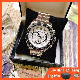 Đồng hồ nam Halei mặt tròn 42mm dây thép đen không ghỉ cao cấp kính chống xước chống nước tuyệt đối HL3011