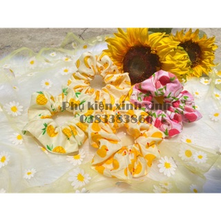 Cột tóc Scrunchies mẫu họa tiết trái cây bảng 1