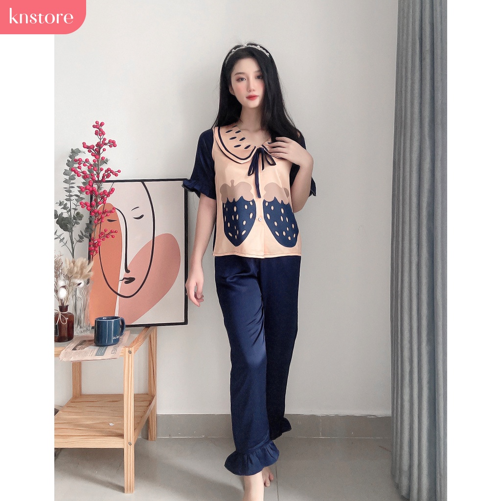 Đồ Ngủ Lụa Satin Tay Ngắn Quần Dài, Bộ Pijama Lụa Cao Cấp Mát Mịn Không Nhăn Ảnh Thật Của Shop - Kn Store | BigBuy360 - bigbuy360.vn