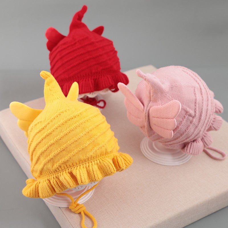 Mũ len 2 lớp ấm áp cánh thiên thần cho bé 6 tháng đến 2 tuổi