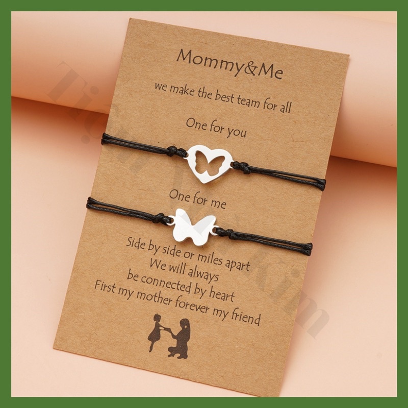 Cặp vòng tay Mommy & Me - mẹ và con gái hình cánh bướm thép không gỉ