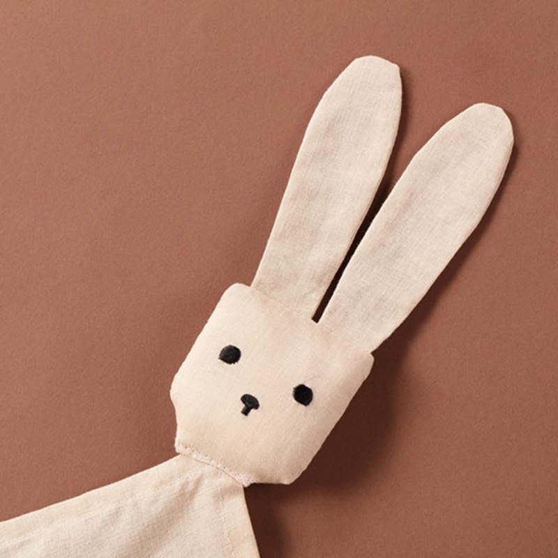 Yếm Ăn Vải Lanh Cotton Mềm Mại Hình Thỏ Dễ Thương Cho Bé